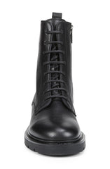 Sam Edelman Elliott Black Leather Rounded Toe Combat Ankle Lug Sole Boots