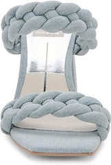 Dolce Vita Paily Light Blue Denim Braided Straps Open Toe Block Heeled Sandals