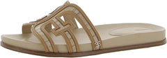 Sam Edelman Nettie Raffia Leather Slip On Open Toe Flats Slides Sandals