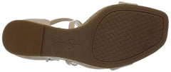 Jessica Simpson Stassi Nude Patent Leather Cork Wedge Platform Strappy Sandals