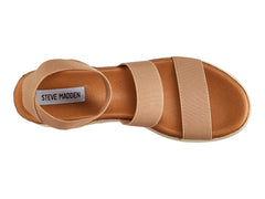 Steve Madden Bandi Blush Cork-Wrapped Textile Ankle Strap Platform Wedge Sandal