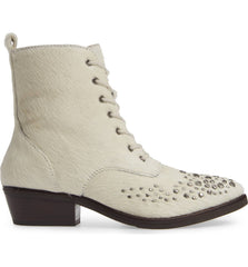 Lust For Life Portland Boot White Leather Lace Up Pointed Toe Combat Ankle Boots