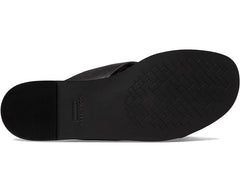 Cole Haan Anica Black Leather Open Toe Slip On Knotted Strap Flat Slides Sandals