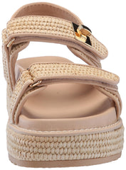 Steve Madden Bigmona Natural Raffia Fashion Buckle Open Toe Platform Sandals