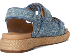 Sam Edelman Arlo Montrose Blue Open Toe Velcro Straps Raffia Sport Sandals