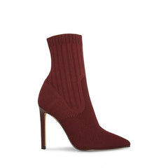 Steve Madden Discreet Stiletto High Heel Pointed Toe Sock Ankle Sock Boots Wine