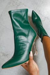 Renee Ankle Boot Pointed Toe Perspex Clear Stiletto Heel Ankle Fashion Booties