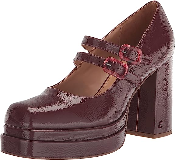 Circus By Sam Edelman Pepper Red Currant Square Toe Buckle Vamp Strap Heel Pumps