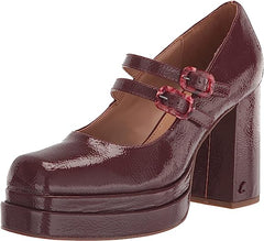 Circus By Sam Edelman Pepper Red Currant Square Toe Buckle Vamp Strap Heel Pumps