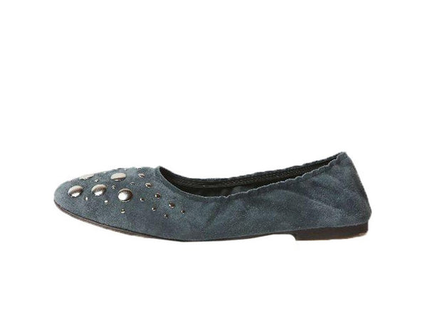 Cecelia New York Jacob Ink Grey Suede Elastic Designer Ballet Flat Flexible Shoe