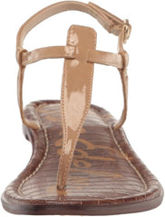 Sam Edelman Gigi Almond Patent Embossed Open Toe Ankle Strap Wide Flats Sandals