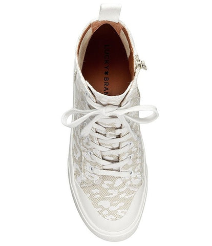 Lucky Brand Eisley Natural White Lace Up High Top Sneaker Combat Lug Sole Boots
