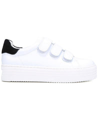 Sam Edelman Spence White Black Velcro Strap Round Toe Fashion Platform Sneakers