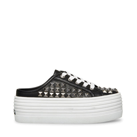 Steve Madden Bridget30 Black/White Lace Up Closed Mule Platform Fashion Sneaker