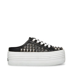 Steve Madden Bridget30 Black/White Lace Up Closed Mule Platform Fashion Sneaker
