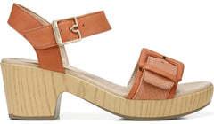 Dr. Scholl's Felicity Clay Ankle Strap Block Heel Open Toe Leather Clog Sandals