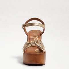 Sam Edelman Trista Champagne Open Toe Buckle Strap Block Heel Platform Sandals