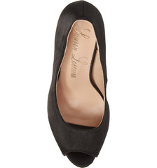 Lauren Lorraine Black Peep-Toe Platform Pump Super High Heel Formal Pumps