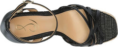 Sam Edelman Kade Black Leather Ankle Strap Open Toe Espadrille Block Heel Sandals