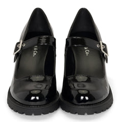Chariot & Co Rush Black Patent Platform Mary Janes Loafer Ankle Strap Pumps 7
