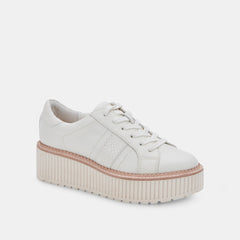 Dolce Vita Tiger White Leather Lace Up Chunky Platform Low Top Sneakers 6