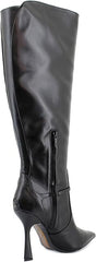 Sam Edelman Elia Black Leather Wide Calf Pointed Toe Stiletto Heeled Tall Boots