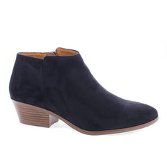 Soda Mug Black Suede Simple Stacked Block Heel Ankle Booties (8.5)