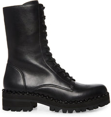 Steve Madden Conrad Leather Lace Up Milatary Moto Pearl Classic Combat Boot