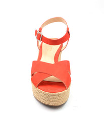 Schutz Devinelli Nice Orange Strappy Open Toe Espadrille Heeled Platform Sandals
