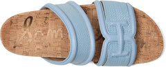 Sam Edelman Rowan Blue Breeze Leather Double Strap Open Toe Flat Slides Sandals