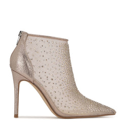 Nine West For Now P2 Nude Mesh Pointed Closed Toe Back Zipper Fashion Boots