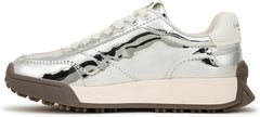 Sam Edelman Layla Silver Specchio Lace Up Low Top Chunky Heeled Sneakers