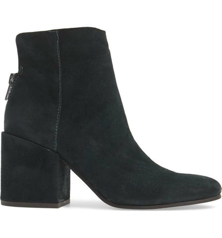 Lucky Brand Ravynn Ankle Boot Black Leather Block Heel Dress Ankle Bootie