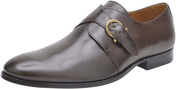 Mens Quads Monk Strap Brown Dress Shoes