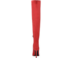Nine West Tacy2 Red Suede Leather Over The Knee Stiletto Heeled Fashion Boots