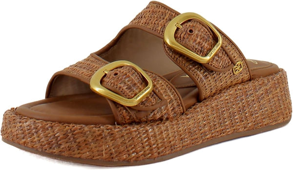 Sam Edelman Nerissa Cuoio Open Toe Double Strap Buckle Wedge Platform Sandals