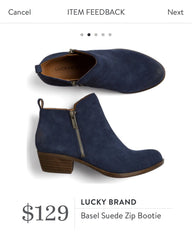 Lucky Brand Women's Basel Bright Blue Navy Suede Low Cut Ankle Booties