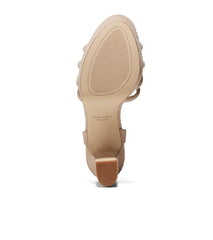 Cole Haan Grove Light Sesame Suede Ankle Strap Strappy Open Toe Heeled Sandals