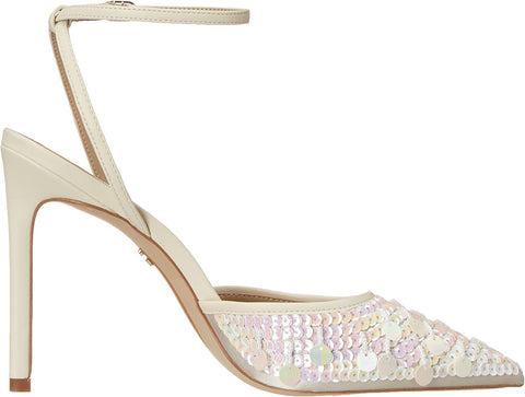 Sam Edelman Avril Modern Ivory Pointy Toe Stiletto Heel Ankle Strap Fashion Pump