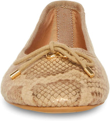 Steve Madden Blossoms Gold Snake Slip On Pointed Toe Bow Detail Ballet Flats