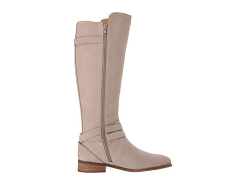 Lucky Brand Paxtreen Chinchilla Beige Leather Knee High Stacked Heel Dress Boots