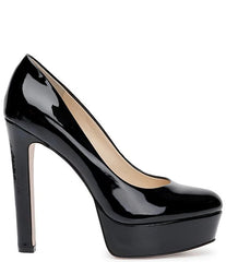 Jessica Simpson Nellah Black Patent HIgh Heel Platform Pump Thick Heel Round Toe