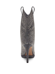 Jessica Simpson Vianne Pewter High Heel Crystal Rhinestone Pull On Ankle Booties