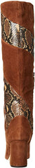 Sam Edelman Hai Brown Suede Snake Patch Mid Block Heel Knee High Dress Boots