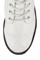 Jeffrey Campbell Sycamore Lace-up Boots WHITE CRINKLE PATENT Platform Boots