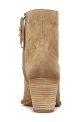 Sam Edelman Wilda Golden Caramel Stacked Block Heeled Pointed Toe Western Boots