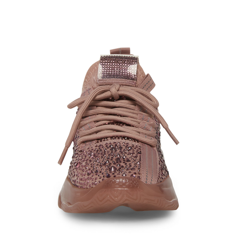 Steve Madden Maxima Mauve Rhinestone Lace Up Chunky Heel Low Top Fashion Sneaker