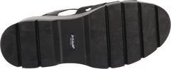 Dr. Scholl's Check It Out Black Smooth Ankle Strap Open Toe Wedge Heel Sandals
