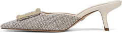Sam Edelman Brit Ivory Multi Boucle Kitten Heel Slip On Pointed Toe Fashion Pump