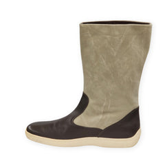 Tod's Men's Brown Beige Leather Rounded Toe Pull On Elegant Chelsea Ankle Boots